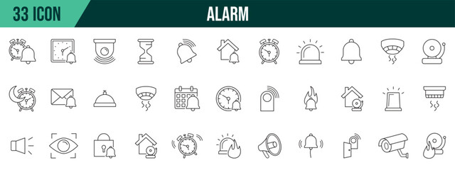 alarm collection, editable and resizable vector icon templates.