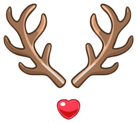Obraz premium Festive Reindeer Antlers and Bright Red Shiny Nose Christmas Holiday Illustration