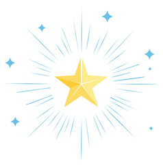 Obraz premium A bright shining golden star with radiating light beams and sparkles vector illustration for success or award