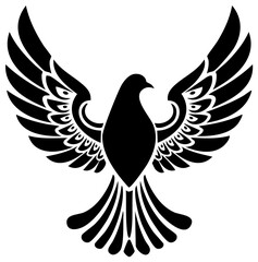 Obraz premium Stylized Dove Flying Silhouette With Intricate Wing Detail Artistic Bird Icon