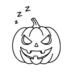 Sleeping Pumpkin Halloween Doodle Illustration