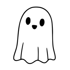 Happy Ghost Halloween Outline Drawing