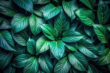 Lush Green Foliage A Textured Background of Vibrant, Overlapping Leaves, Ideal for Nature-Inspired Designs and Projects
