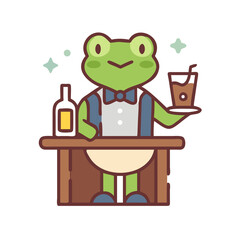 frog bartender illustration on a transparent background