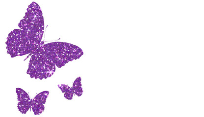 Elegant Purple Glitter Butterflies Flying  Illustration