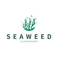 Aquarium concept logo seaweed underwater plants where fish live simple and elegant design for brand and poster template illustration © Mayliana