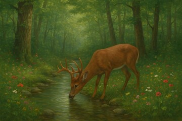 red deer in the woods