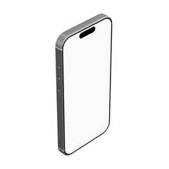 Realistic smartphone mockup with silver frame, device screen frame on transparent background with black smartphones isolated.