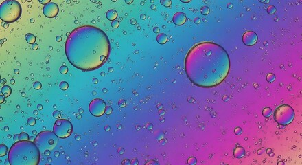 Vibrant Oil and Water Bubbles Creating a Colorful Abstract Background.