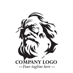 Fototapeta premium Classic Old Man Logo Symbol in Black on White Background with Vintage and Minimalist Design