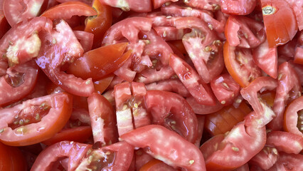 Closeup of Freshly Sliced Tomato Vegetable
