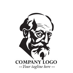 Classic Old Man Logo Symbol in Black on White Background with Vintage and Minimalist Design