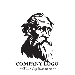 Classic Old Man Logo Symbol in Black on White Background with Vintage and Minimalist Design