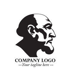 Classic Old Man Logo Symbol in Black on White Background with Vintage and Minimalist Design