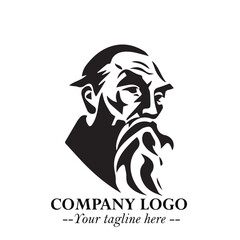 Classic Old Man Logo Symbol in Black on White Background with Vintage and Minimalist Design
