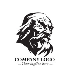Classic Old Man Logo Symbol in Black on White Background with Vintage and Minimalist Design