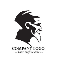 Classic Old Man Logo Symbol in Black on White Background with Vintage and Minimalist Design