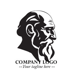 Classic Old Man Logo Symbol in Black on White Background with Vintage and Minimalist Design