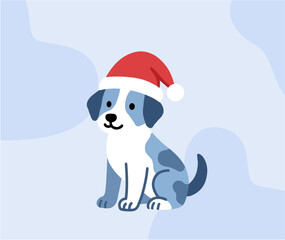 Cute Christmas Puppy with Santa Hat