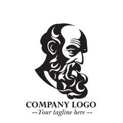 Classic Old Man Logo Symbol in Black on White Background with Vintage and Minimalist Design