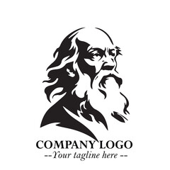 Classic Old Man Logo Symbol in Black on White Background with Vintage and Minimalist Design