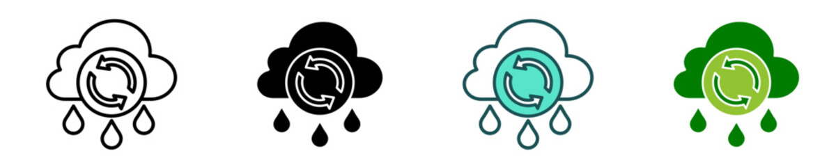 Rainwater Reuse  Icon Set Multiple Style Collection
