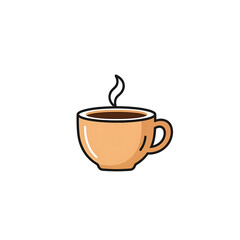 Fototapeta premium Brown coffee cup icon with steam