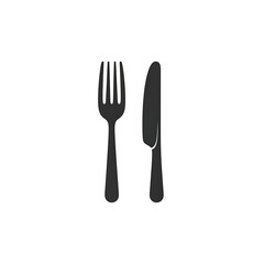Black fork and knife dining icon