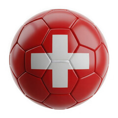 Swiss football soccer ball with national flag emblem close up isolated