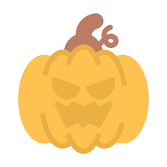 horrible pumpkin icon with flat style