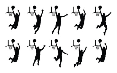 Vector art of basketball player silhouette collection