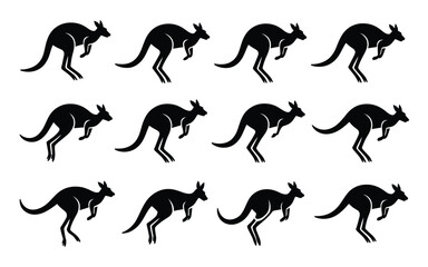 Vector art of set of kangaroo silhouettes for design use