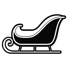 A black silhouette of a sleigh