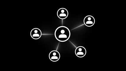 Animated glowing network connection concept representing business people and their relations On Black Background. - Powered by Adobe