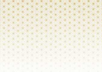 金色のグラデーション和柄背景（麻の葉）