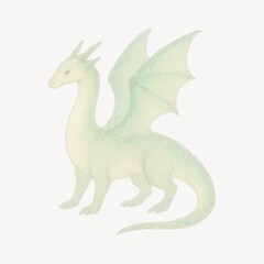 Fototapeta premium Gentle pastel dragon illustration.