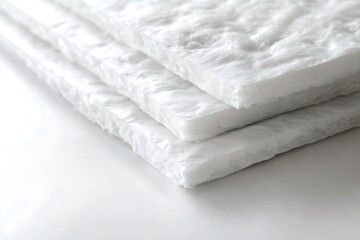 Obraz premium Stack of Three White Ceramic Fiber Insulation Boards, CloseUp with Clean Backdrop