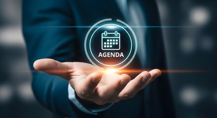 Modern business agenda in hand for planning and scheduling success