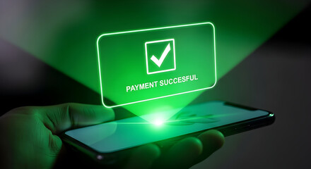 Seamless digital payment confirmed on smartphone screen glowing green