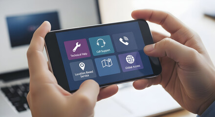 Customer accessing digital services for technical help and global support