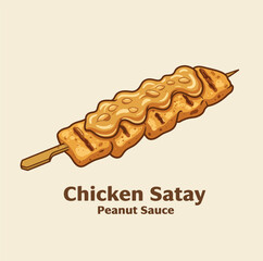 Delicious Chicken Satay with Peanut Sauce Illustration A Culinary Delight