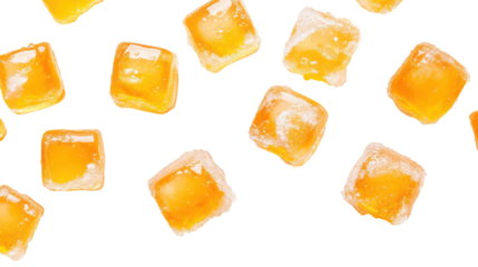 Sweet yellow corn kernels scattered on a black background isolated on transparent background