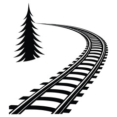 A black silhouette of a sleigh trail