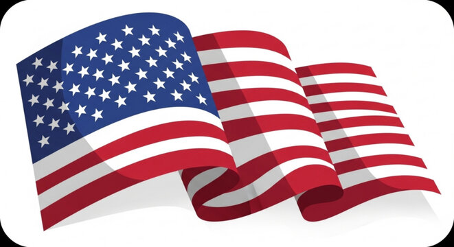 Waving american flag illustration, a symbol of patriotism, freedom, and national pride, perfect for celebrating independence day