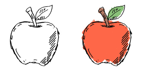 Grunge sketch hand-drawn apple vector. Ideal for education, health, and food themes. This graphic symbolizes knowledge and fruit with a distressed, gritty aesthetic.