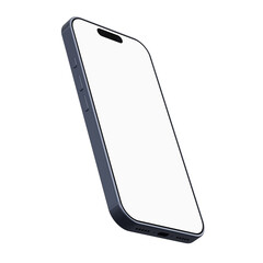 Realistic smartphone mockup with blue frame, device screen frame with smartphones on transparent background isolated