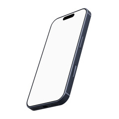 Realistic smartphone mockup with blue frame, device screen frame with smartphones on transparent background isolated