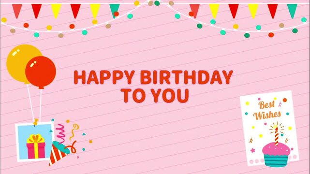 birthday card with cake and balloons