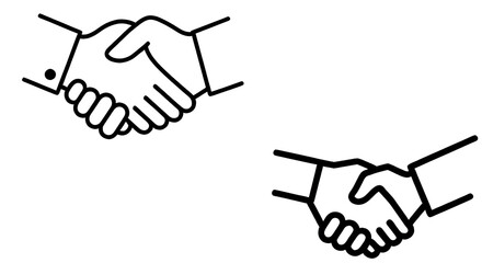 Handshake Icon Set Symbolizing Agreement, Partnership, and Successful Collaboration - Vector Graphics