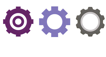 Variety of Gear Wheels Purple, Lilac and Gray Mechanical Settings